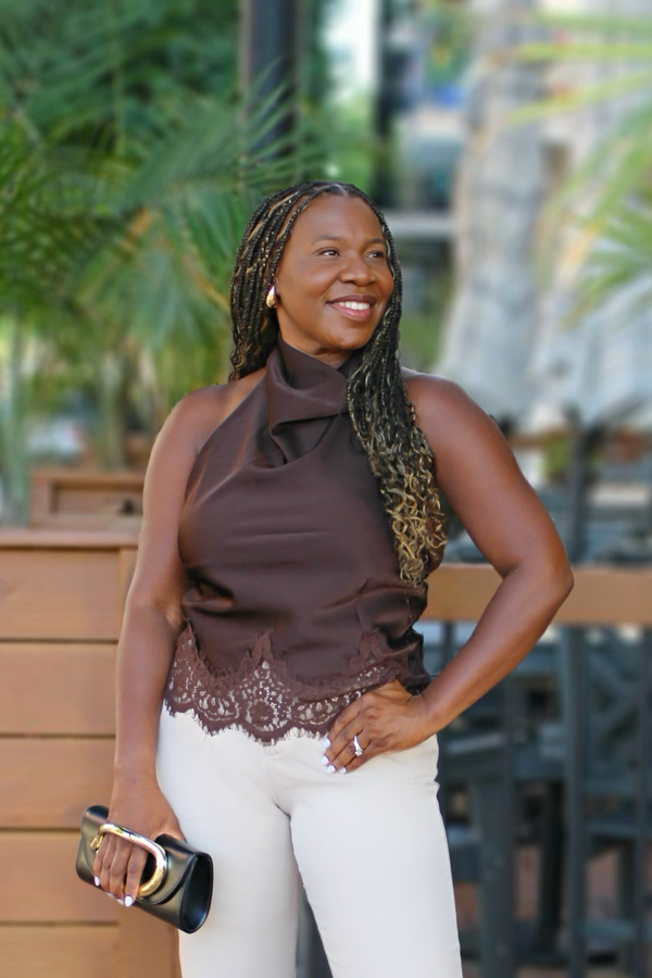 Laced With Intention Halter Top, Chocolate